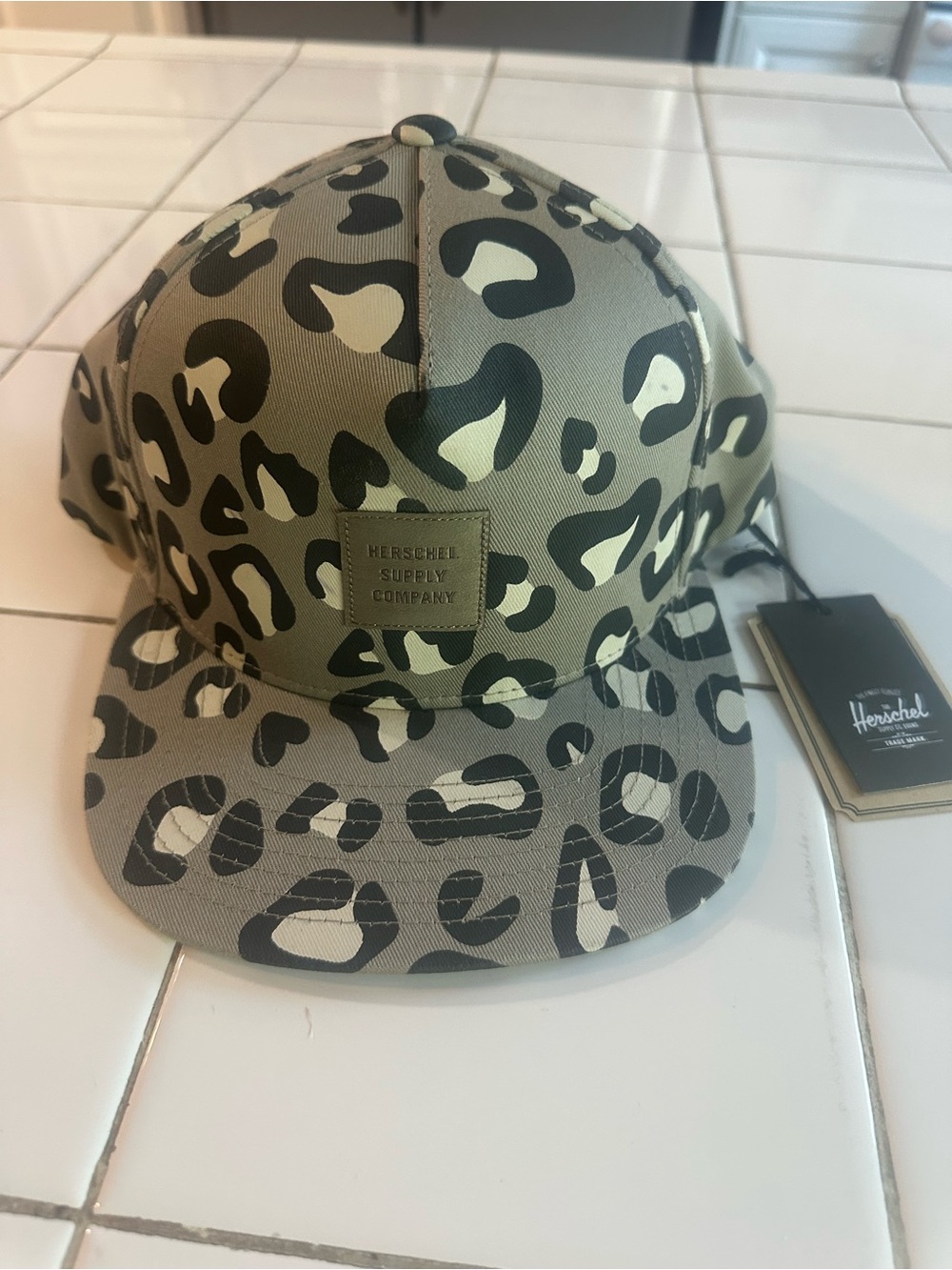 Herschel Supply Company Olive and Black Leopard Print Snapback Hat